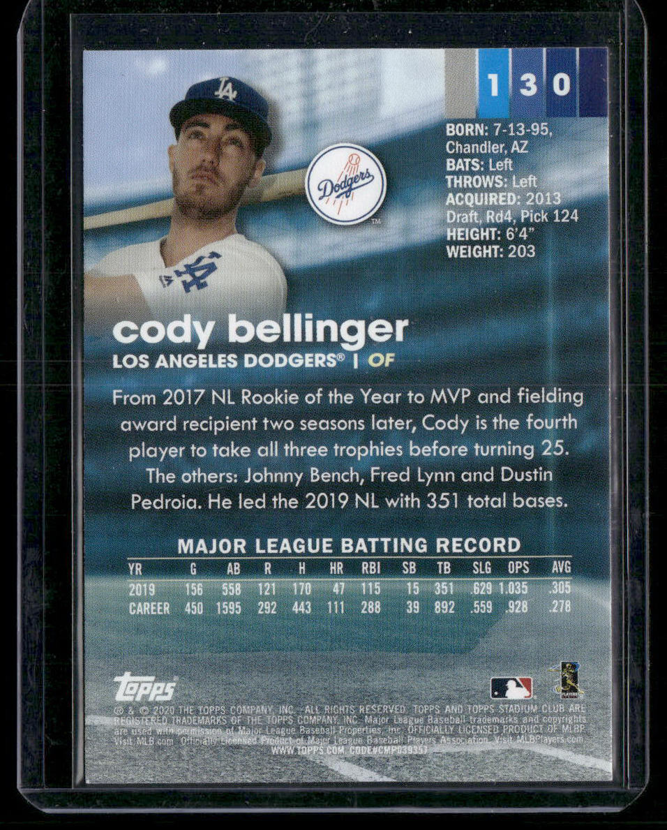 2020 Stadium Club Cody Bellinger #130 Baseball