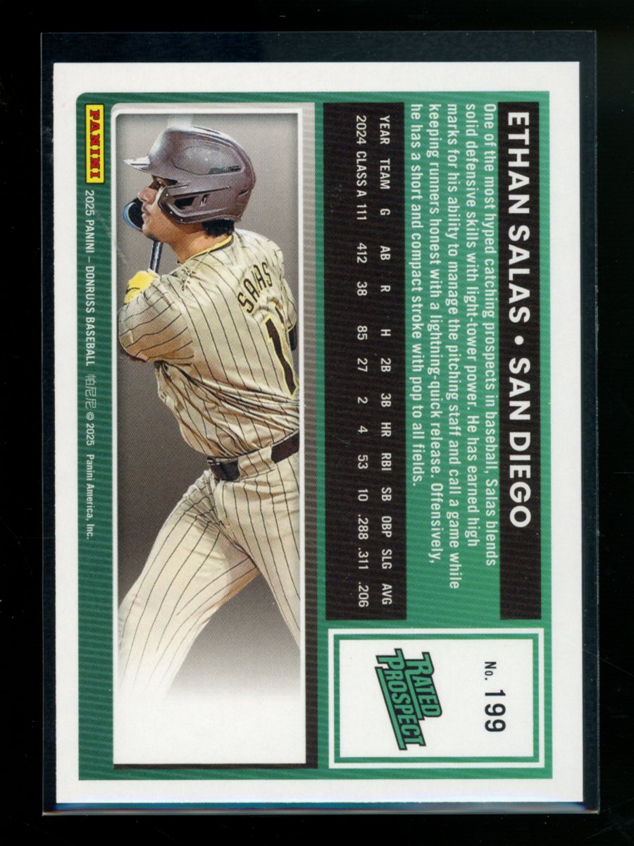 2025 Donruss Rated Prospect Ethan Salas #199 Red & Blue Baseball