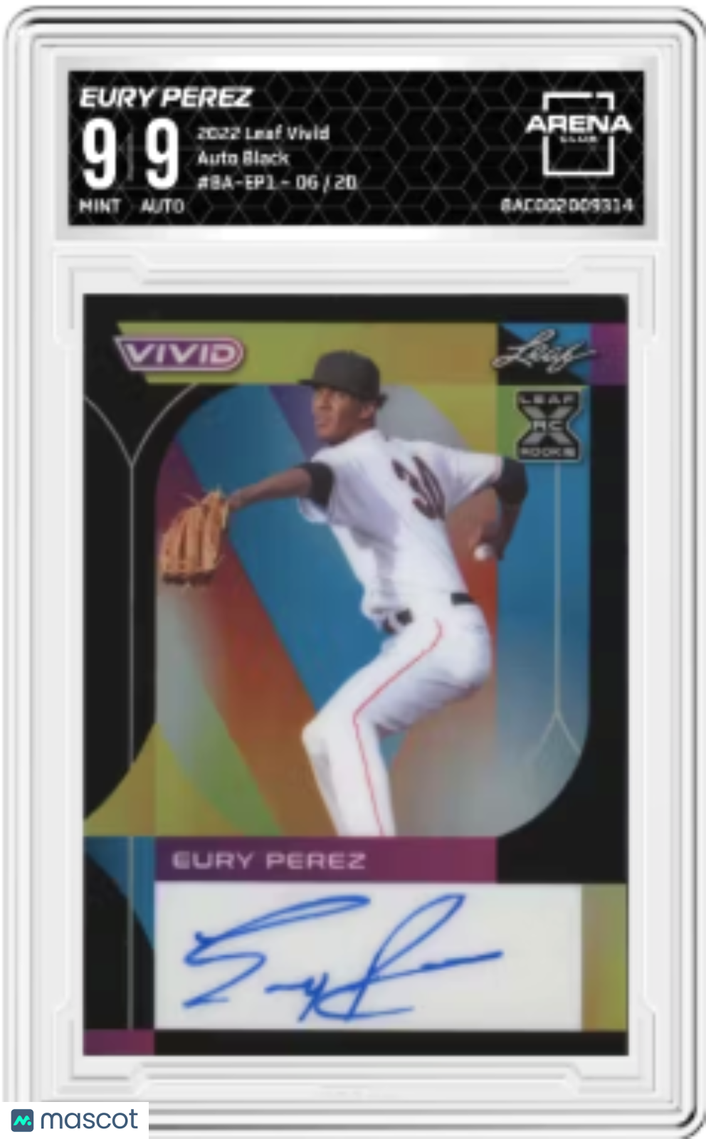 2022 Leaf Vivid Eury Pérez #BA-EP1 Auto Black 06/20 Baseball Arena Club 9