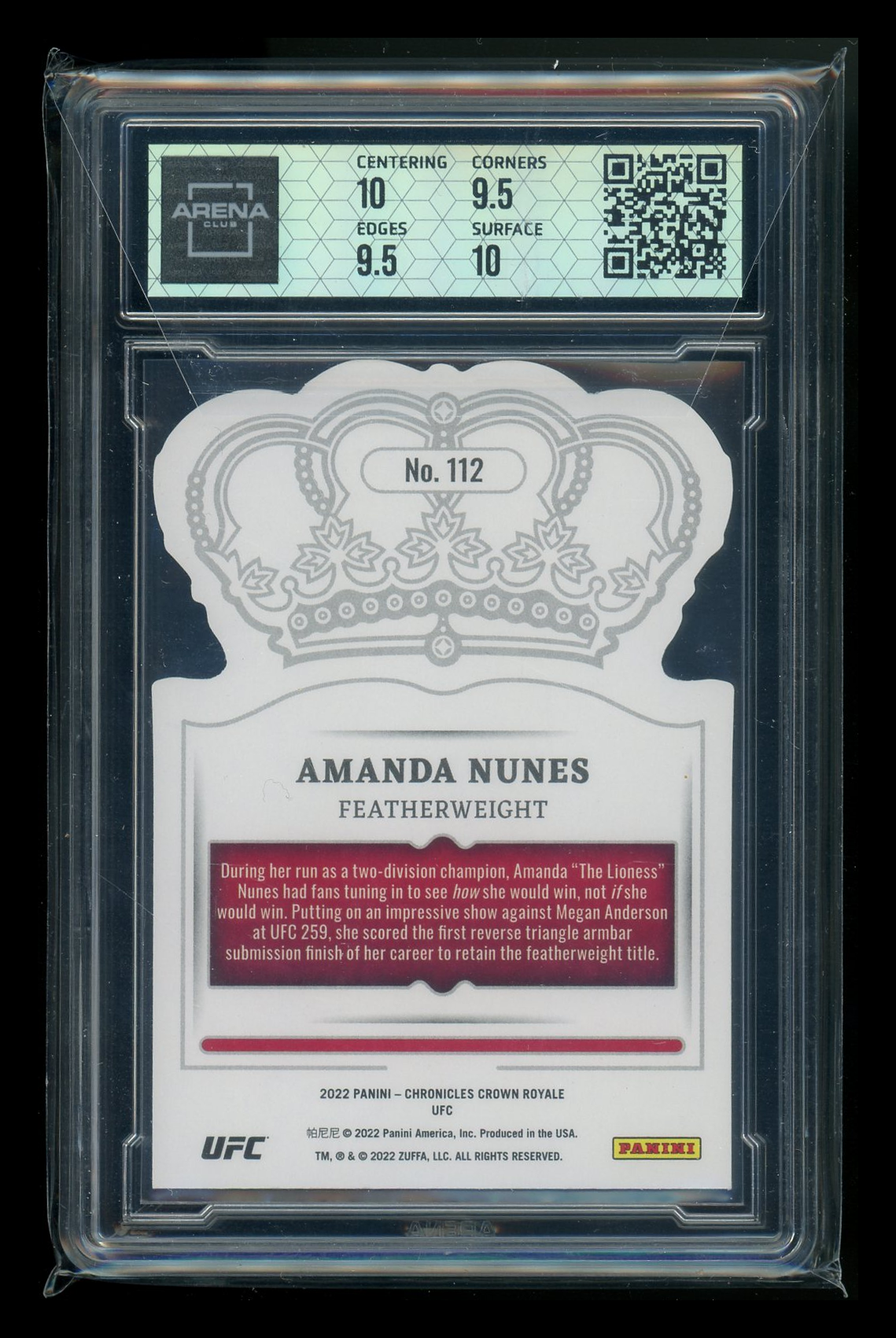 2022 Panini Chronicles Crown Royale Amanda Nunes #112 MMA Arena Club 10