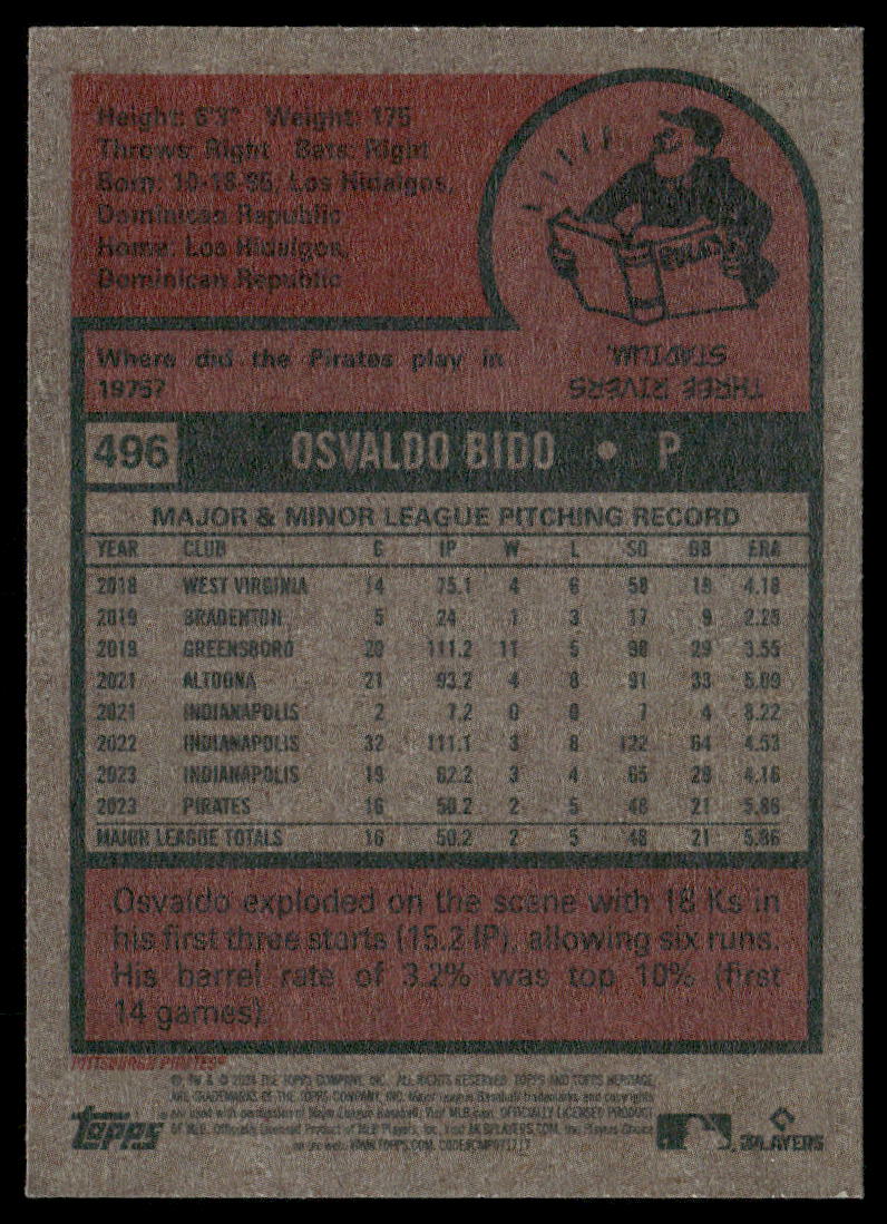 2024 Topps Heritage Osvaldo Bido #496 RC Baseball