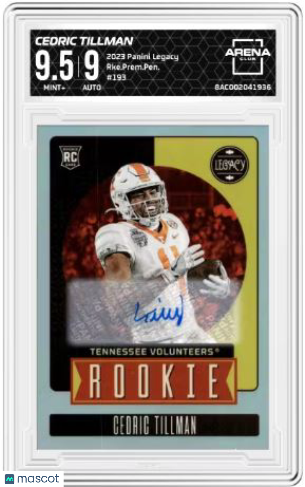 2023 Panini Legacy Cedric Tillman #193 Rookie Prem Pen Auto Football AC 9.5