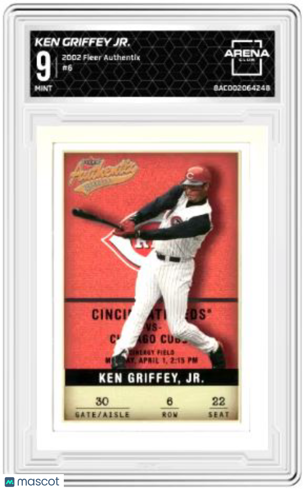 2002 Fleer Authentix Ken Griffey Jr #6 Baseball Arena Club 9