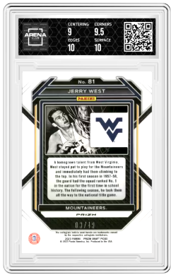 2023-24 Panini Prizm Orange Pulsar Jerry West #81 03/49 Basketball Arena Club 9.5