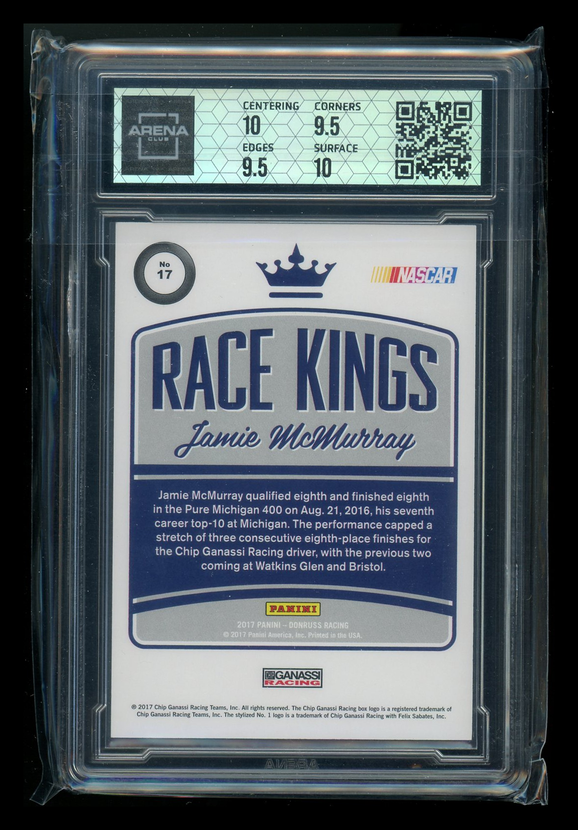 2017 Donruss NASCAR Race Kings Press Proof Gold Jamie McMurray RK-17 39/99 AC 10