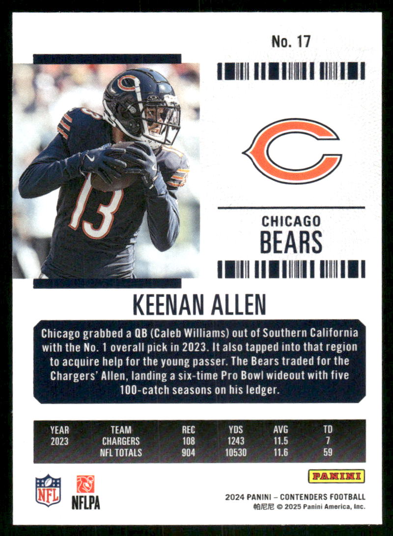 2024 Panini Contenders Football Keenan Allen #17 Football
