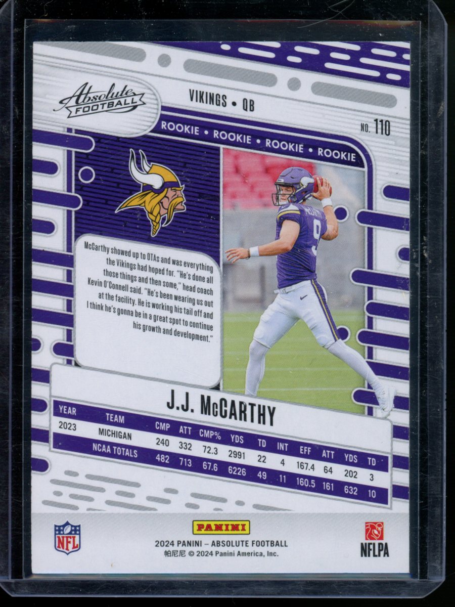 2024 Panini Absolute Football J.J. McCarthy #110 RC Football