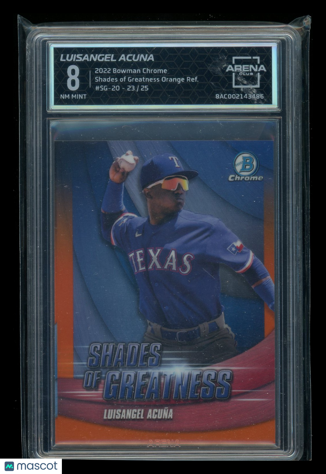 2022 Bowman Chrome Shades Orange Refractor Luisangel Acuña #SG-20 23/25 AC 8
