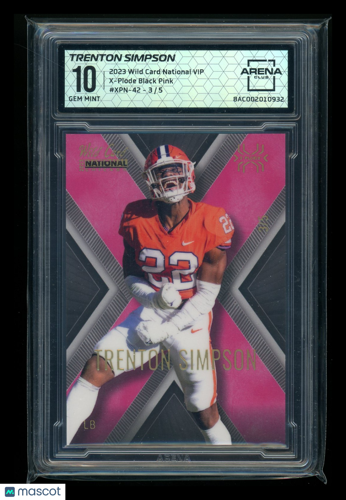 2023 Wild Card National VIP X-Plode Black Pink Trenton Simpson #XPN-42 3/5 AC 10