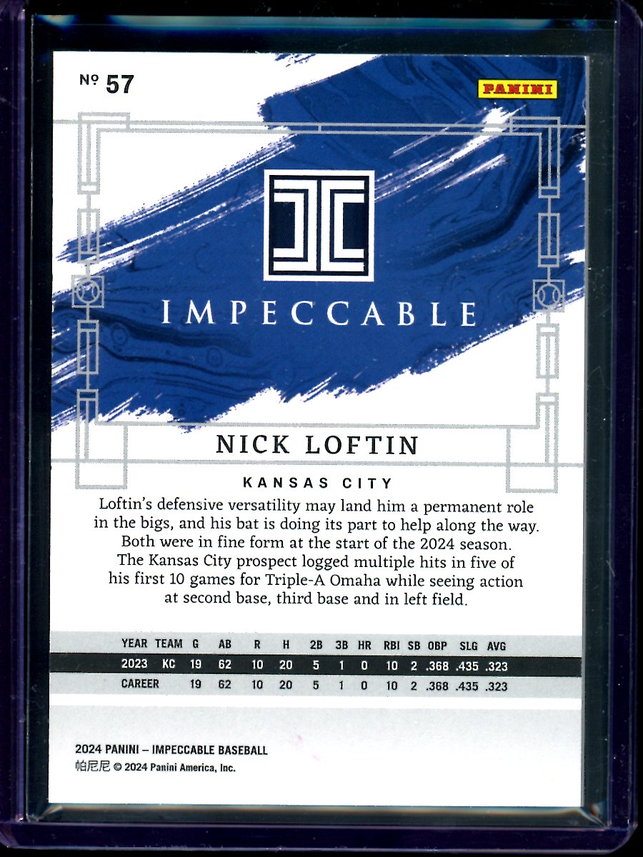 2024 Panini Impeccable Nick Loftin #57 36/60 Baseball