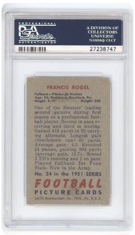 1951 Bowman Fran Rogel #24 Football PSA 4