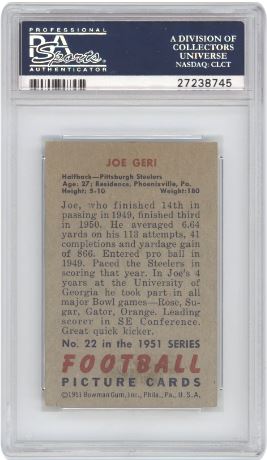 1951 Bowman Joe Geri #22 Football PSA 4