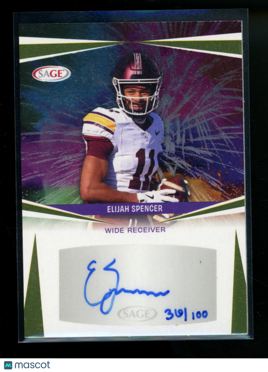 2025 SAGE Elijah Spencer #A-ES2 36/100 Autograph Football