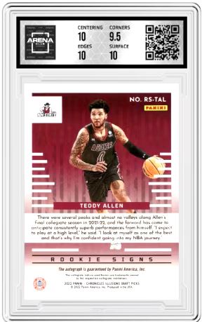 2022-23 Chronicles DP Teddy Allen #RS-TAL Illusions Rookie Signs Pink  AC 10