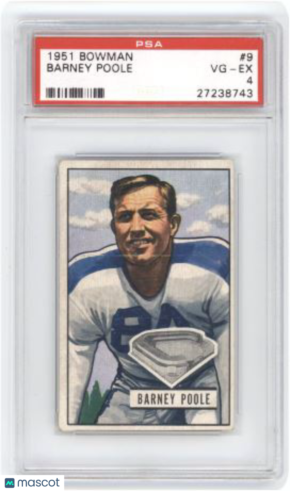 1951 Bowman Barney Poole #9 Football PSA 4