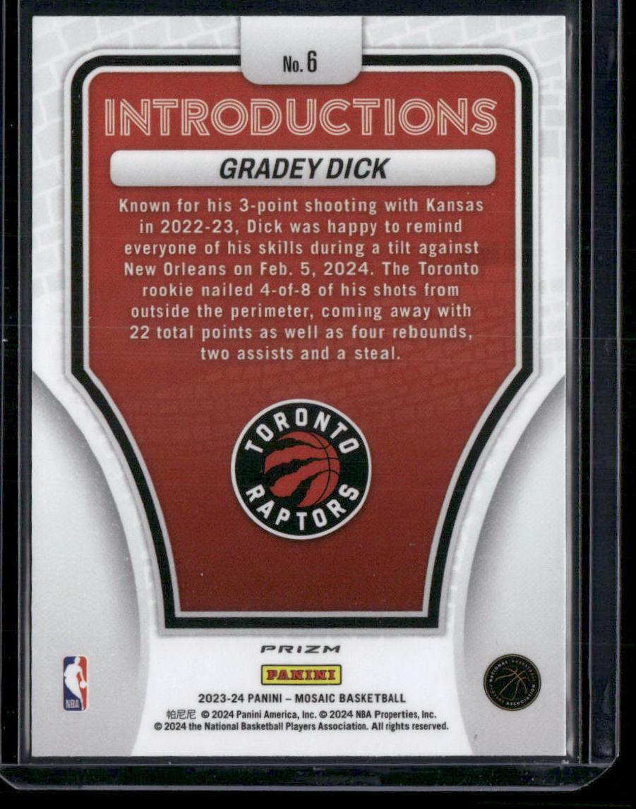 2023-24 Panini Mosaic Basketball Gradey Dick #6 Silver Mosaic RC Basketball