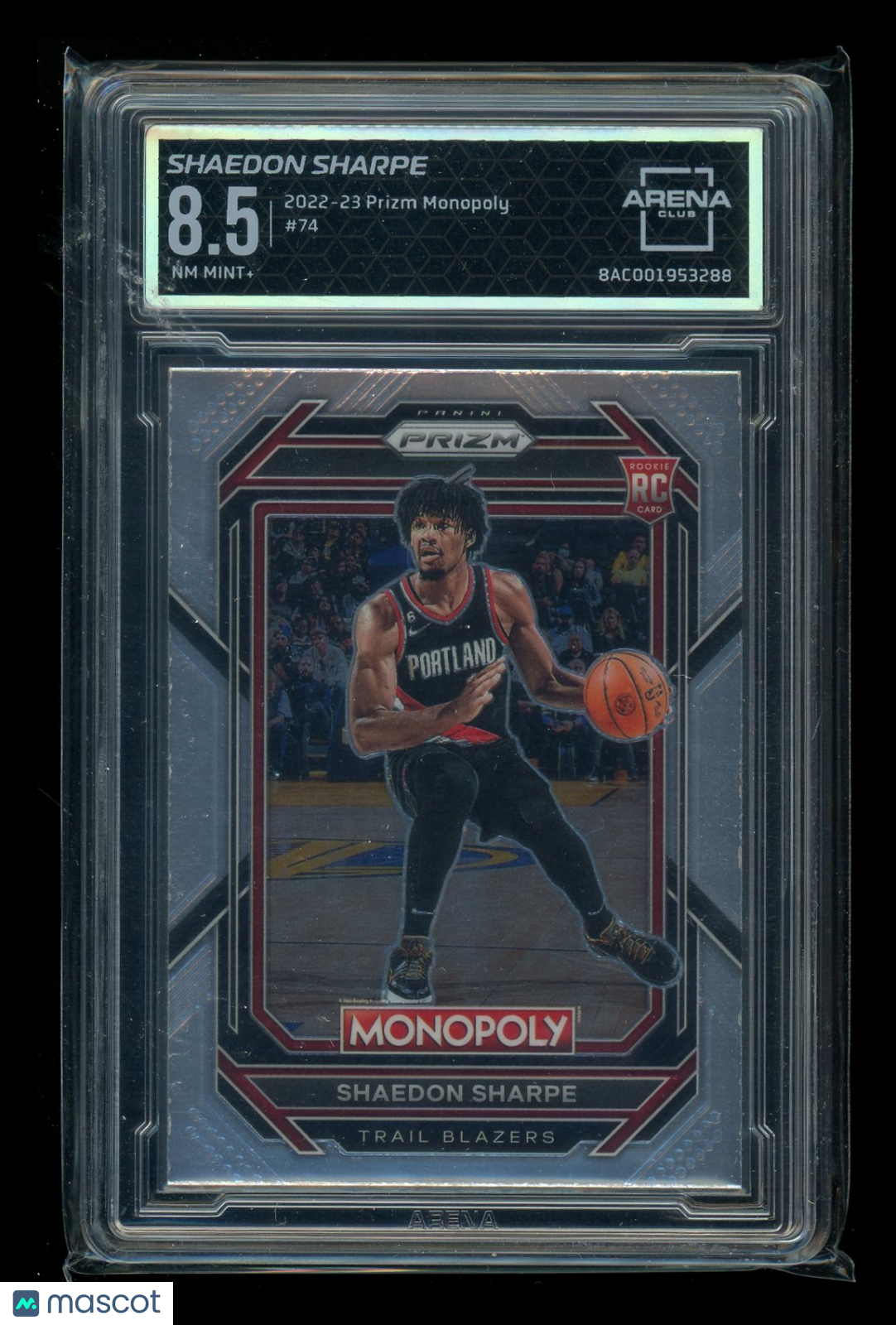 2022-23 Panini Prizm Monopoly Shaedon Sharpe #74 RC Basketball Arena Club 8.5