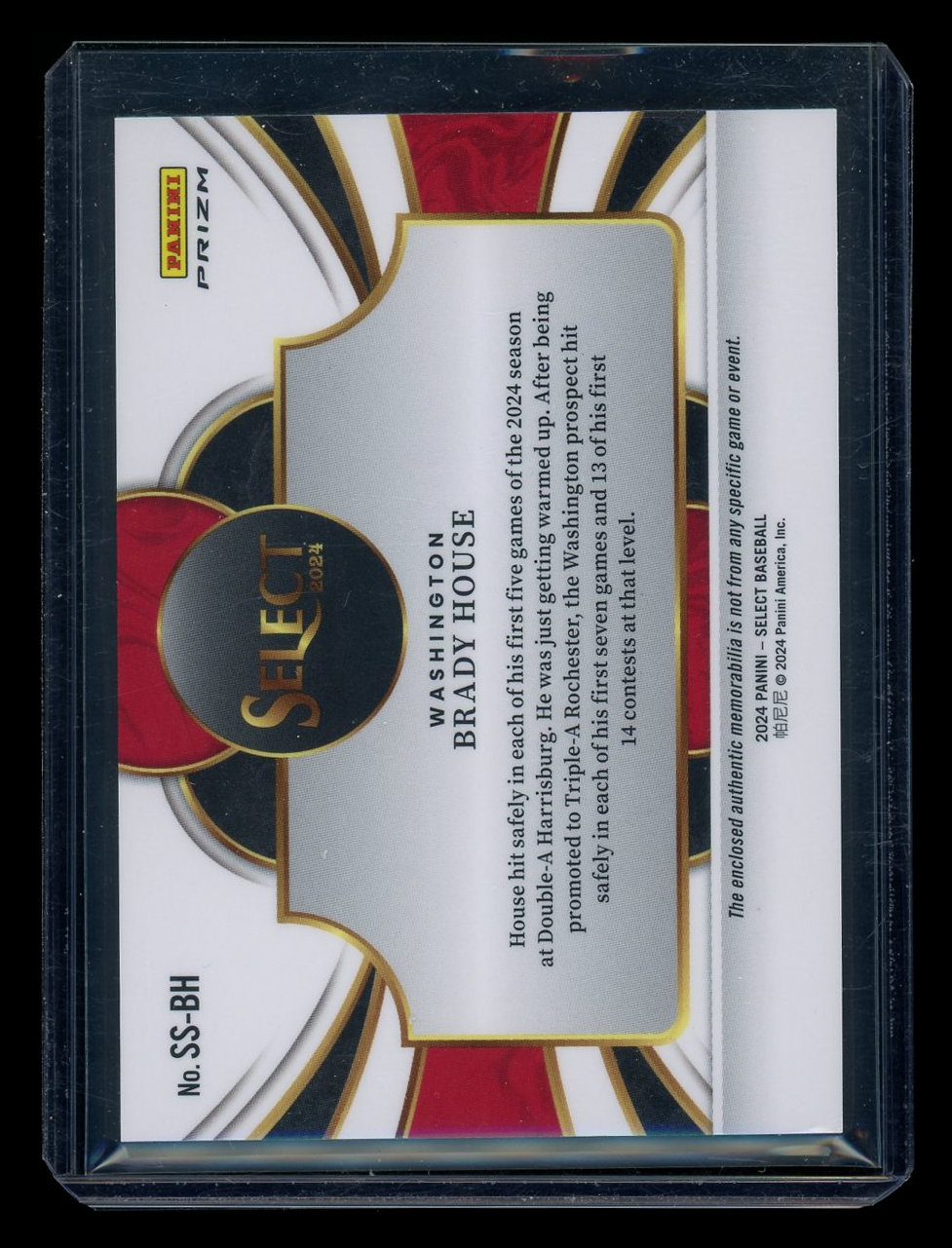 2024 Panini Select Brady House #SS-BH Clothing Patch Baseball