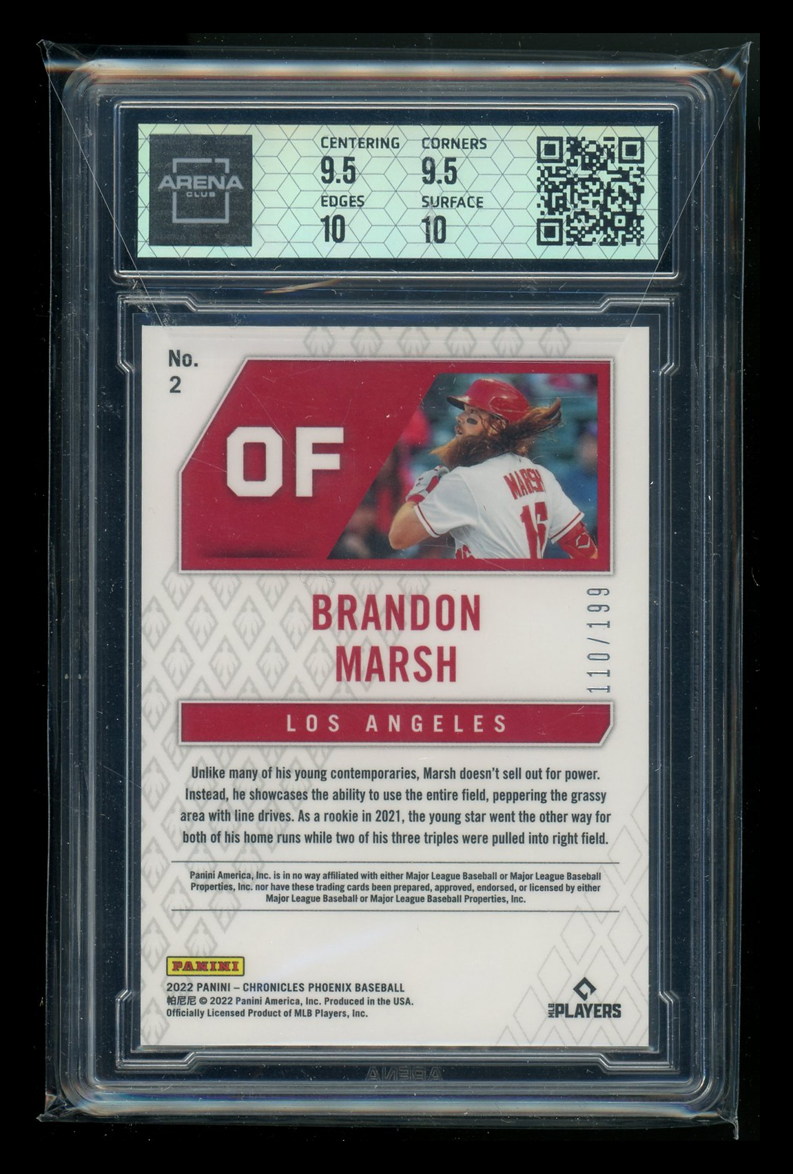 2022 Panini Chronicles Phoenix Brandon Marsh #2 Ruby Wave RC 110/199 AC 10