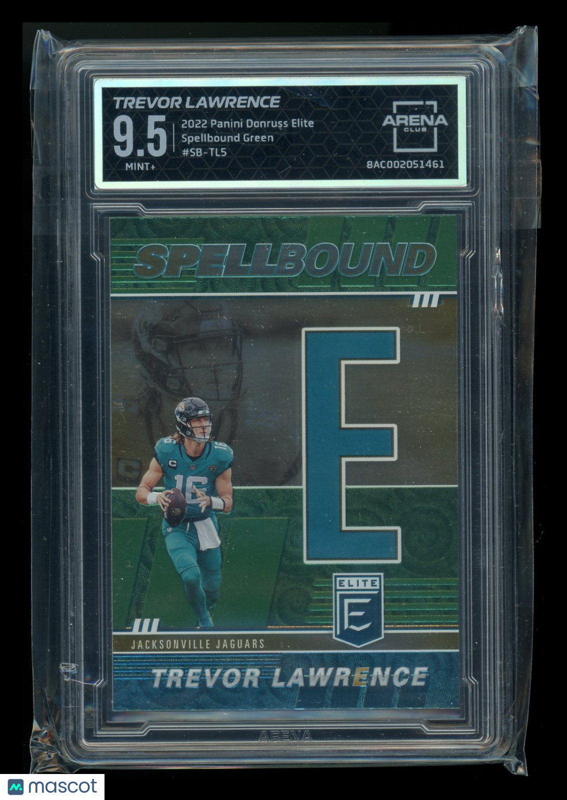 2022 Panini Donruss Elite Spellbound Green Trevor Lawrence SB-TL5 Arena Club 9.5
