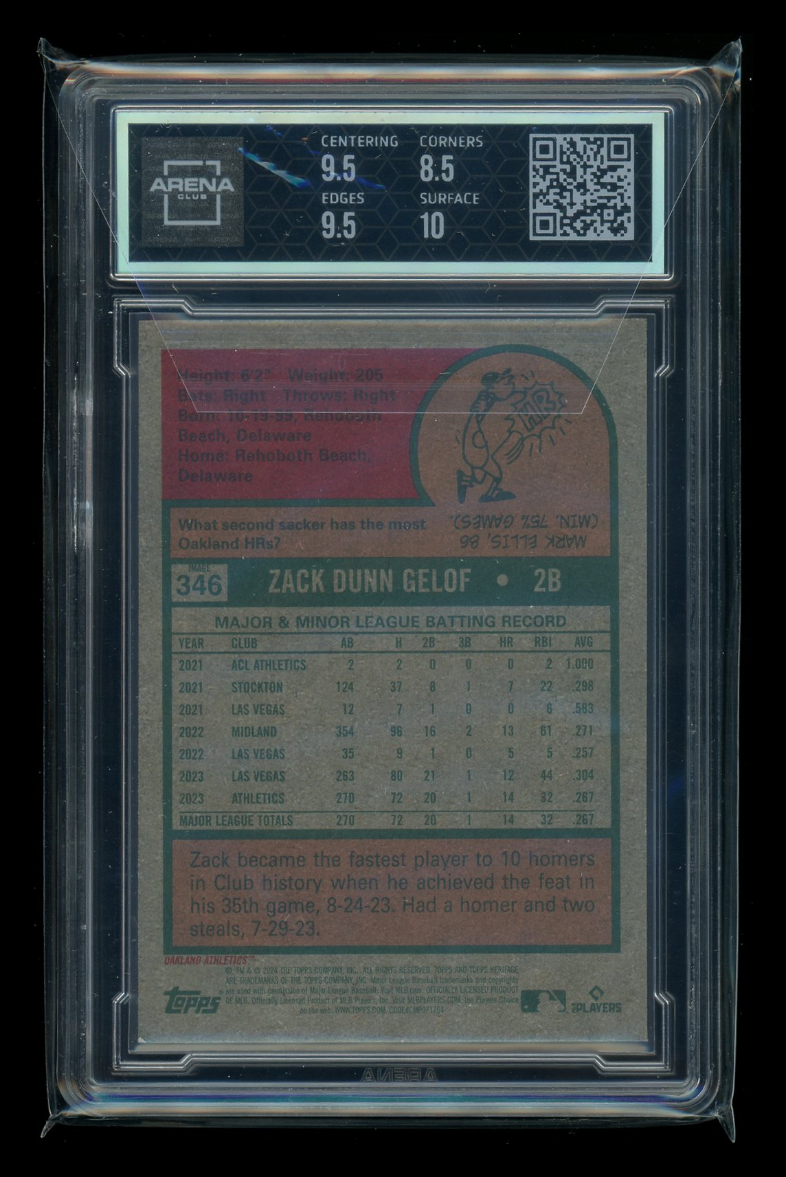 2024 Topps Heritage Zack Gelof #346 Image Variation RC Baseball Arena Club 9
