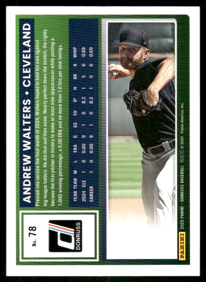 2025 Donruss Andrew Walters #78 Rated Rookie Baseball
