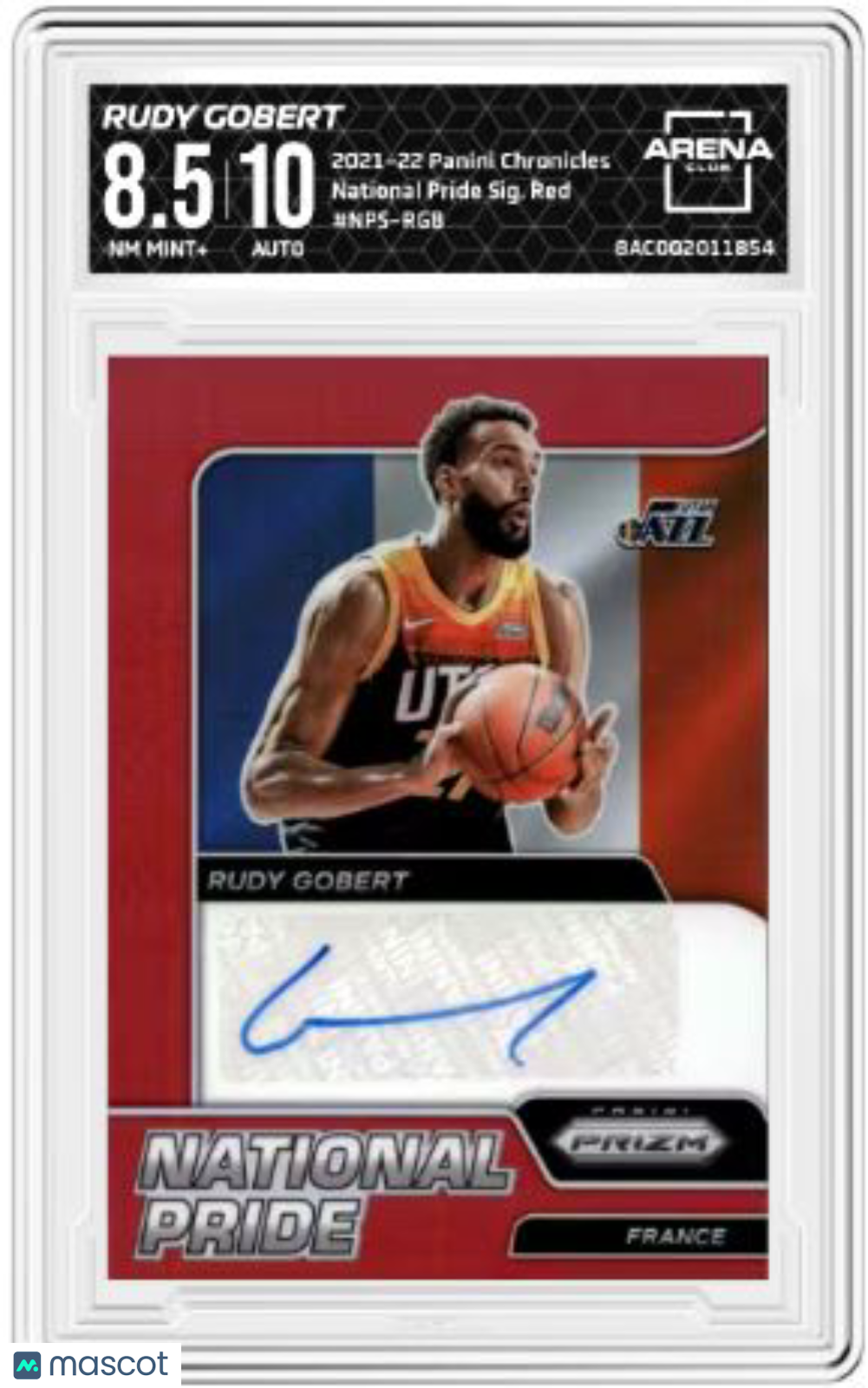 2021-22 Chronicles Rudy Gobert #NPS-RGB National Pride Sig. Red Auto AC 8.5