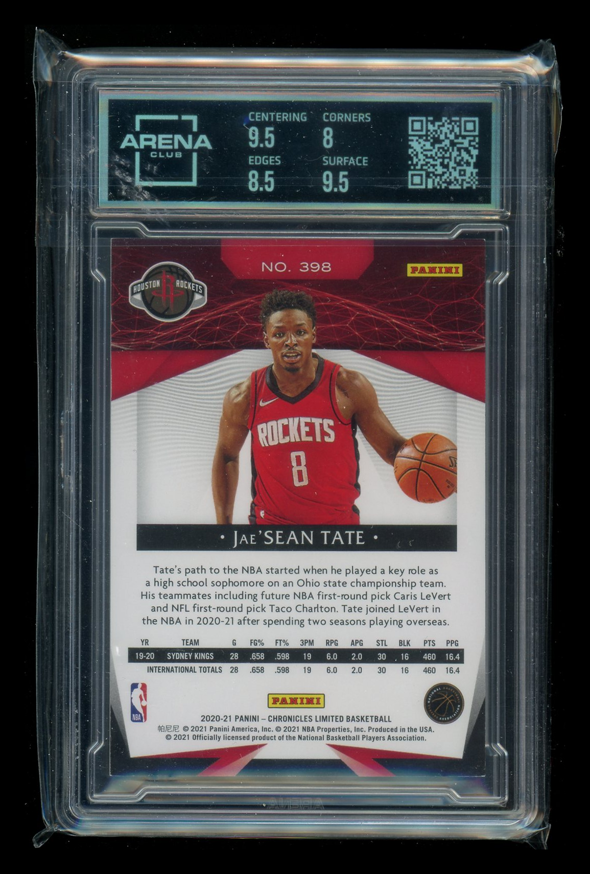 2020-21 Panini Chronicles Limited Blue Jae'Sean Tate 398 RC 28/49 Arena Club 8.5