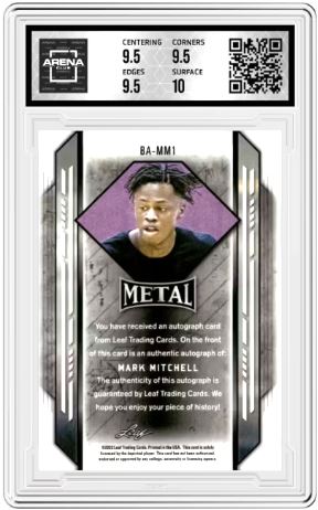 2021-22 Leaf Metal Mark Mitchell #BA-MM1 Auto Silver Wave Basketball AC 10