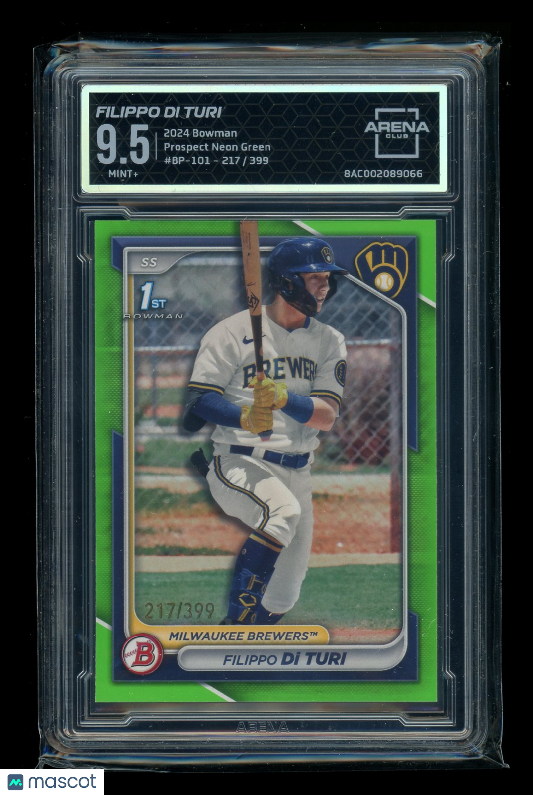 2024 Bowman Prospect Neon Green Filippo Di Turi #P-101 217/399 Arena Club 9.5