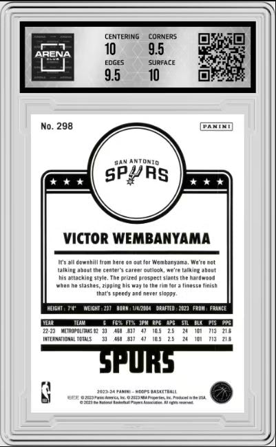 2023-24 NBA Hoops Victor Wembanyama #298 Basketball AC 10