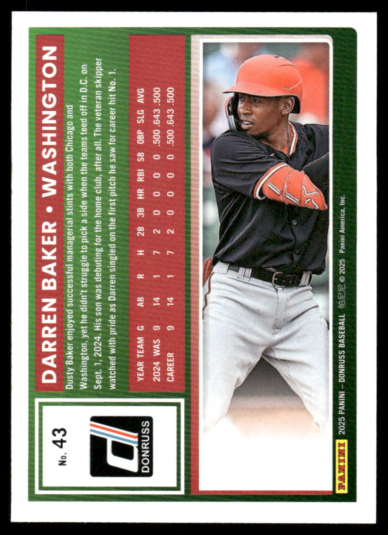 2025 Donruss Darren Baker #43 Baseball
