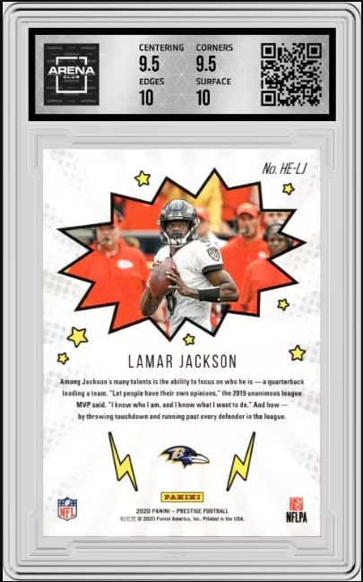 2020 Panini Prestige Lamar Jackson #HE-LJ Heroes Football AC 10