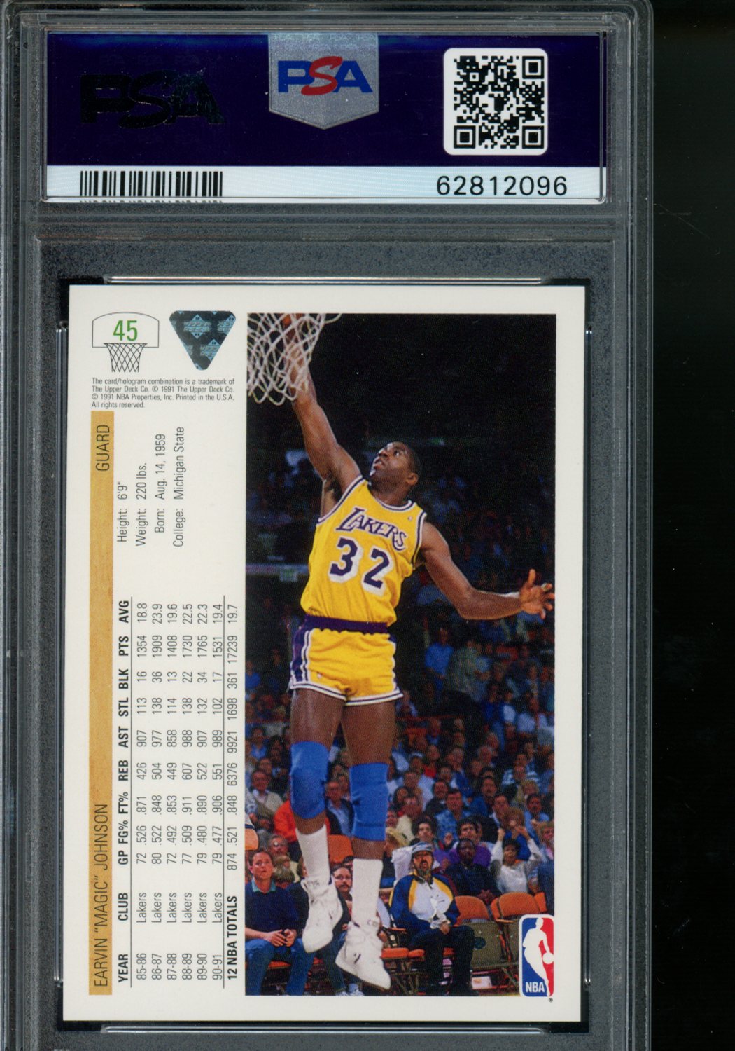 1991 Upper Deck Magic Johnson #45 Basketball PSA 9