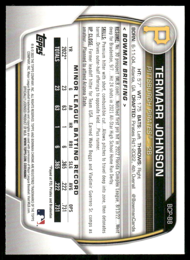 2023 Bowman Chrome Termarr Johnson #BCP-88 Mojo Baseball