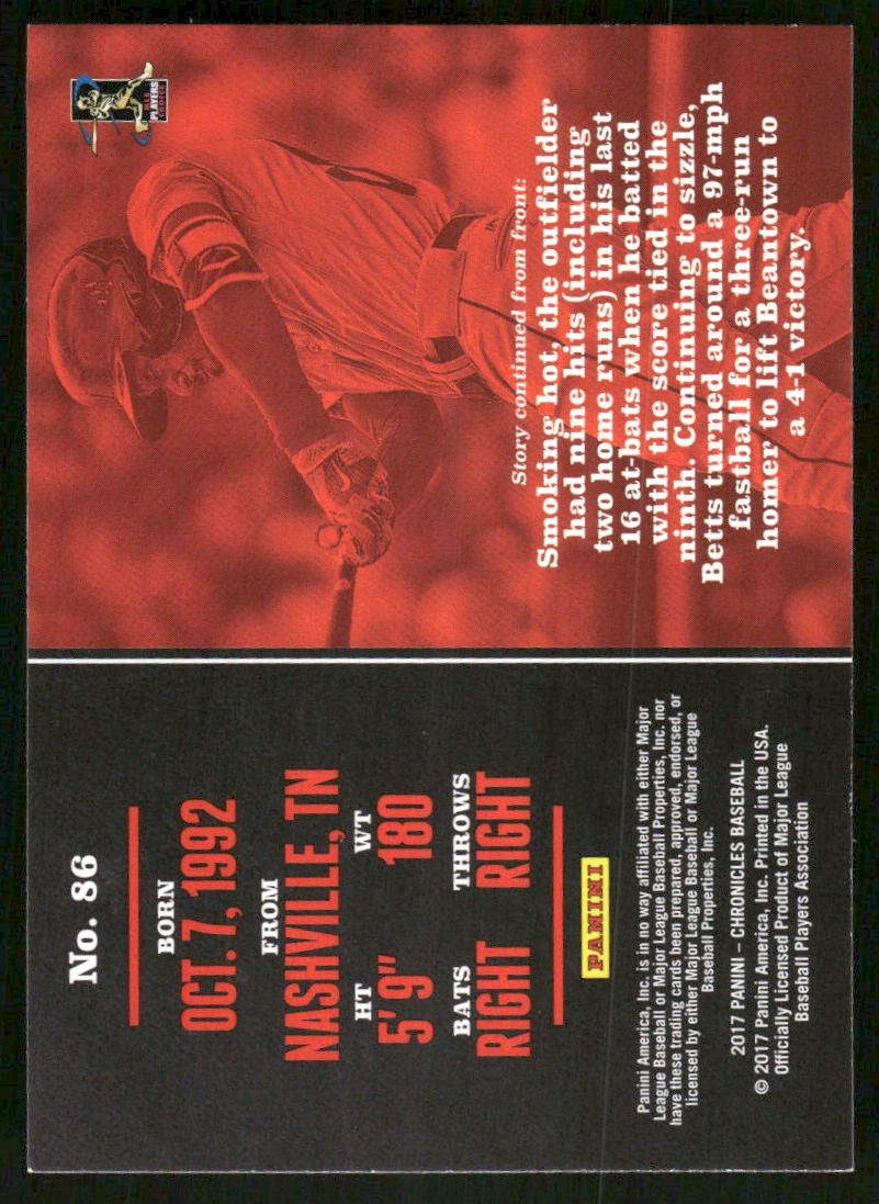 2017 Panini Chronicles Mookie Betts #86 Baseball