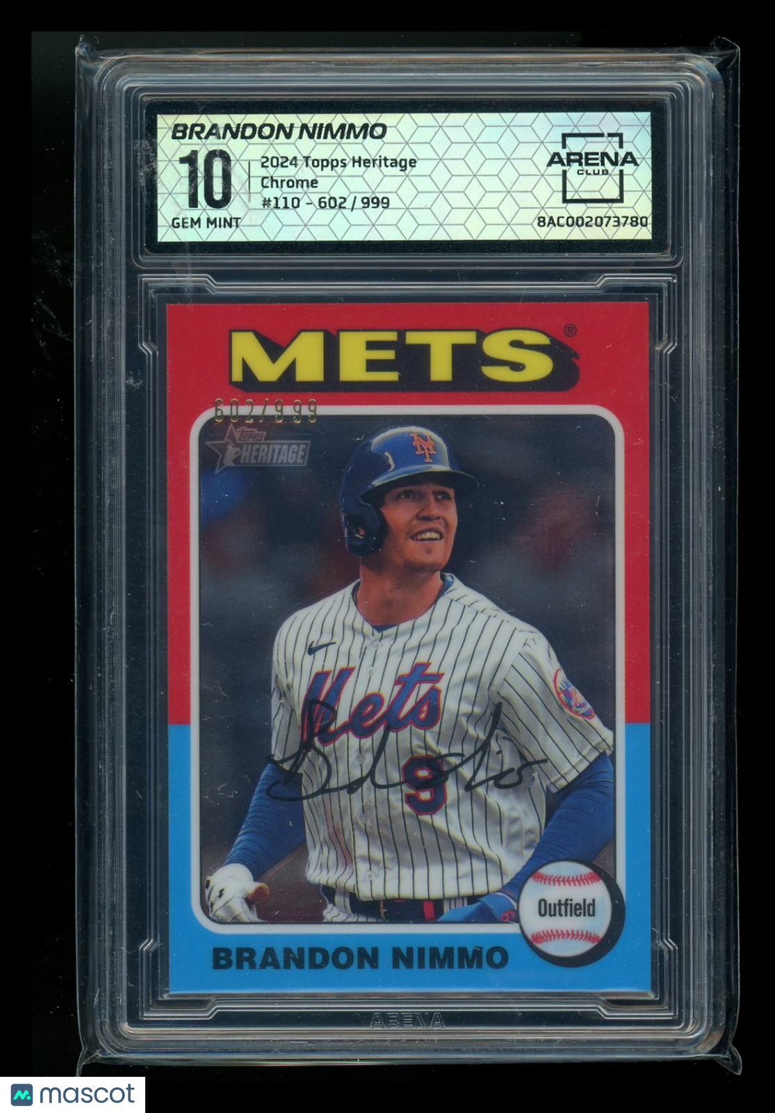 2024 Topps Heritage Chrome Brandon Nimmo #110 602/999 Baseball Arena Club 10