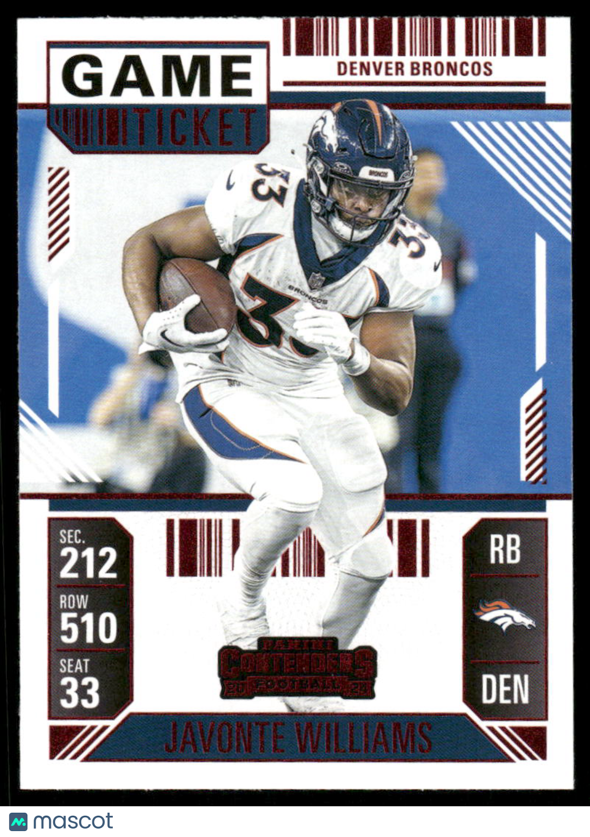 2024 Panini Contenders Football Javonte Williams #29 Red Football