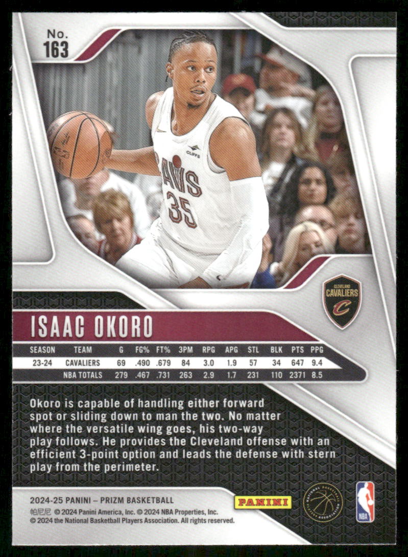 2024-25 Panini Prizm Basketball Isaac Okoro #163 Basketball