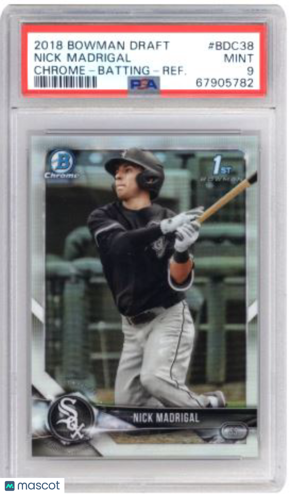 2018 Bowman Draft Nick Madrigal #BDC38 Chrome Batting Refractor Baseball PSA 9