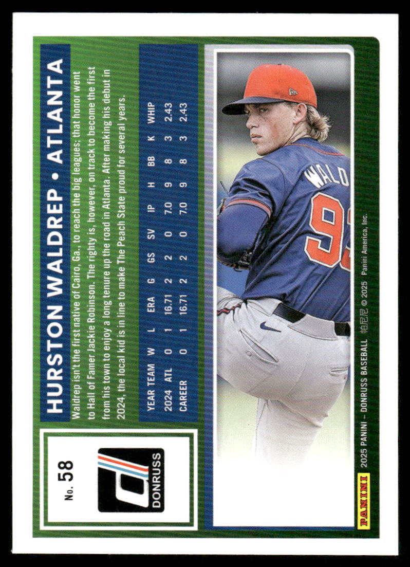 2025 Donruss Hurston Waldrep #58 Baseball