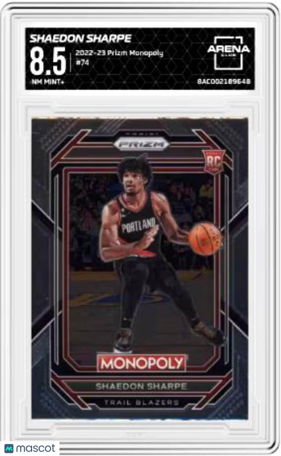 2022-23 Panini Prizm Shaedon Sharpe #74 Monopoly Basketball Arena Club 8.5