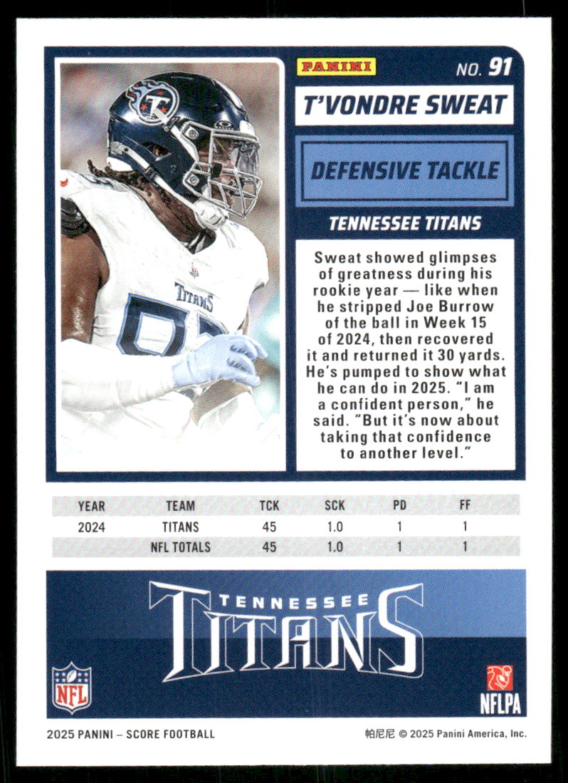 2025 Score A Treat T'Vondre Sweat #91 Football