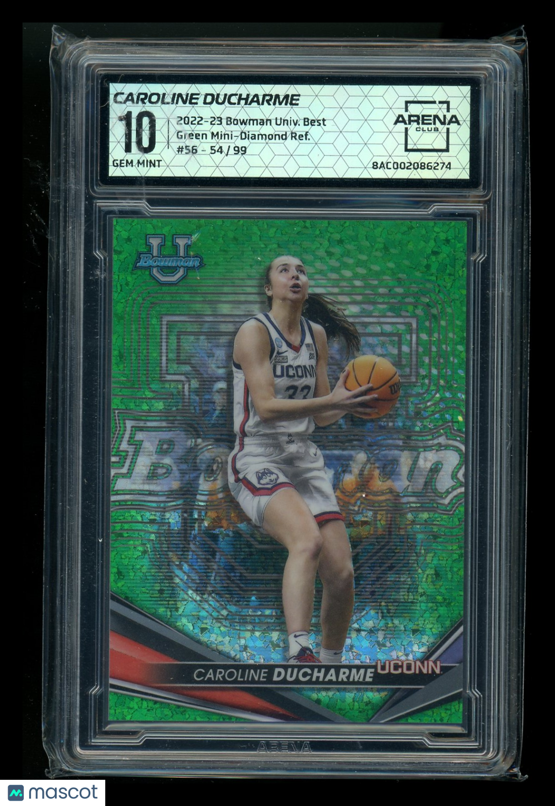 2022-23 Bowman University Caroline Ducharme #56 Green Diamond Ref 54/99 AC 10
