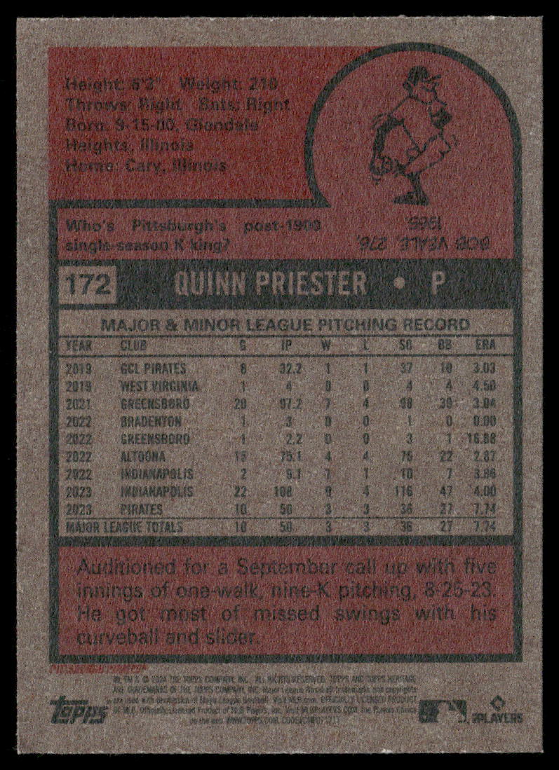 2024 Topps Heritage Quinn Priester #172 RC Baseball