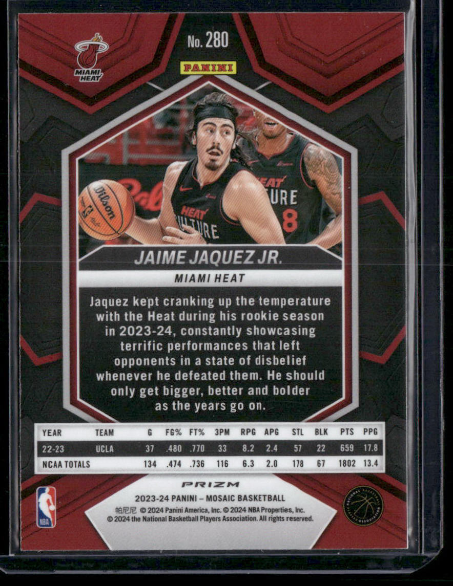 2023-24 Panini Mosaic Basketball Jaime Jaquez Jr. #280 Red Prizm RC Basketball