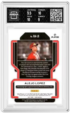 2022 Panini Prizm Alejo Lopez #RA-LO Rookie Auto Baseball Arena Club 9.5