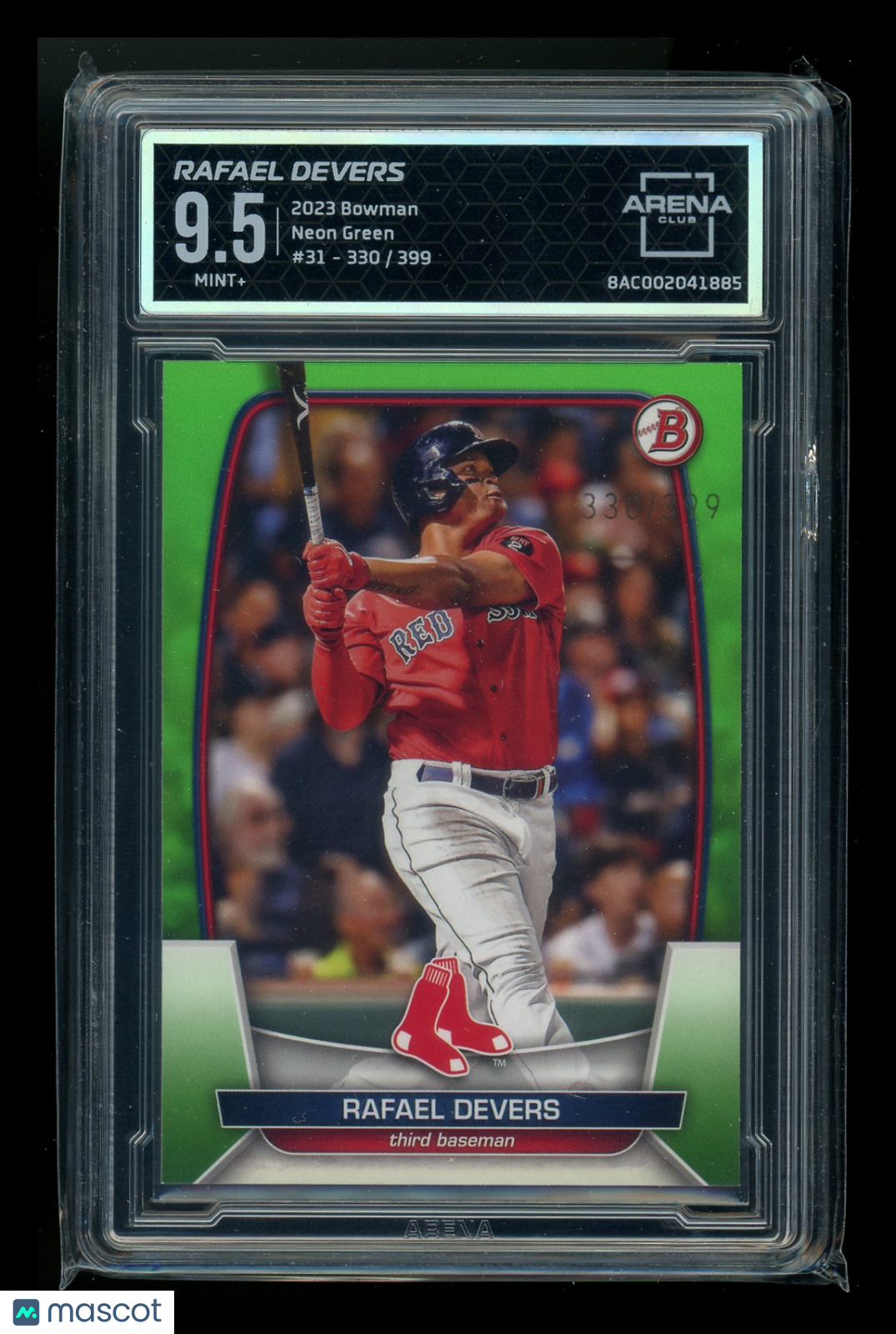 2023 Bowman Neon Green Rafael Devers #31 330/399 Baseball Arena Club 9.5