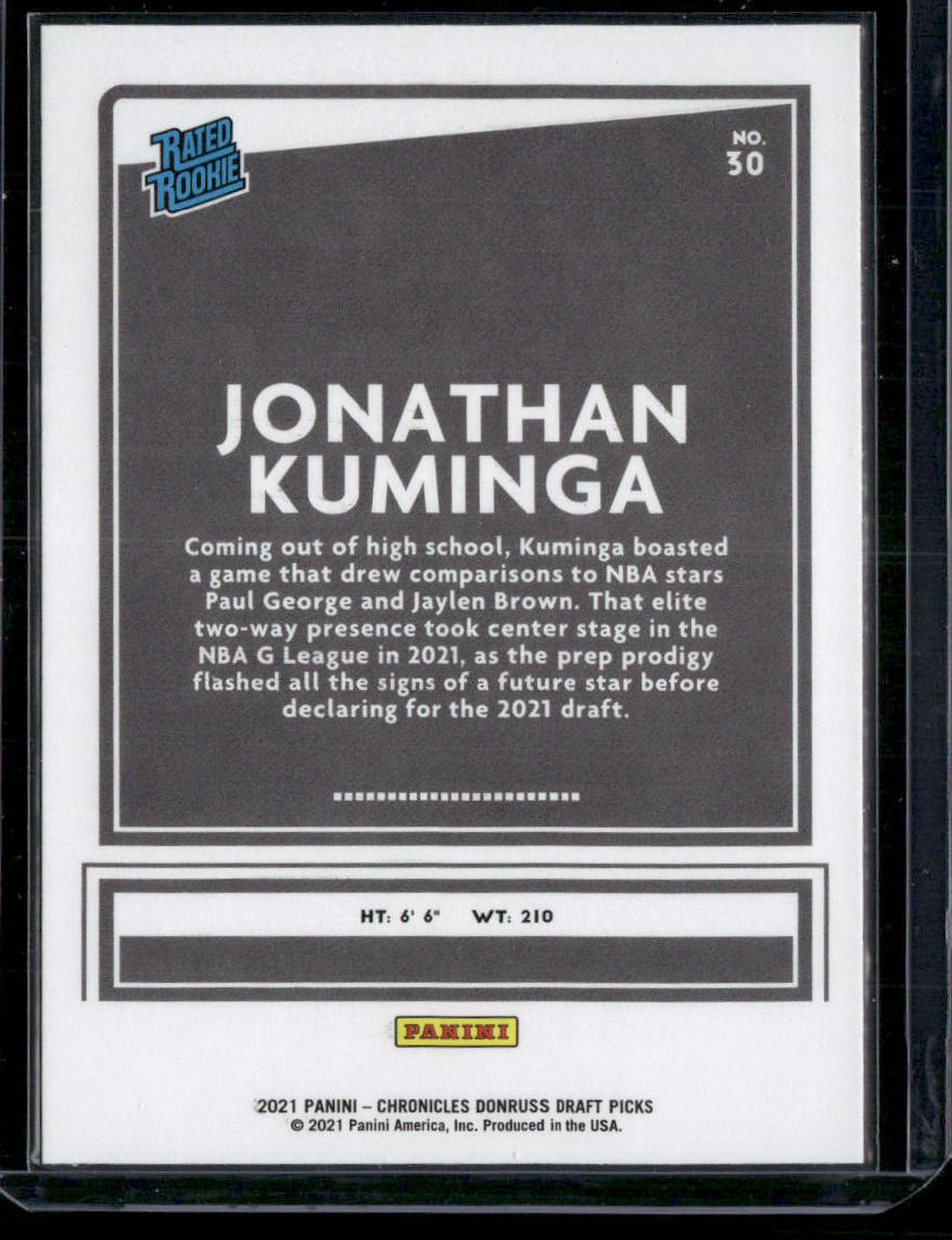 2021 Panini Chronicles Draft Picks Jonathan Kuminga #30 Rated Rookie Basketball