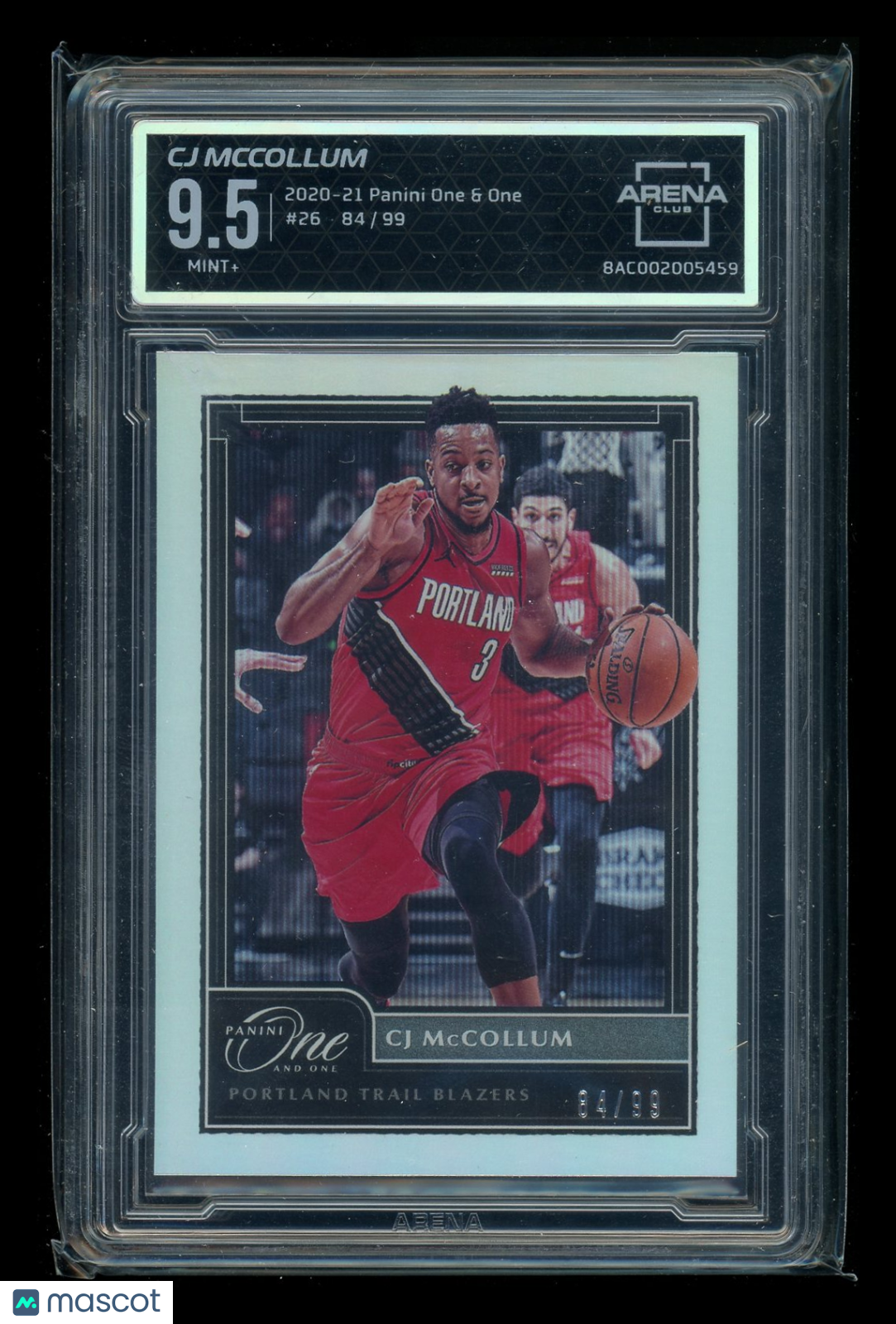2020-21 Panini One & One CJ McCollum #26 84/99 Basketball Arena Club 9.5